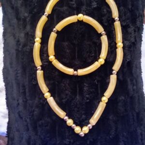 Gold Tubular Bead Necklace